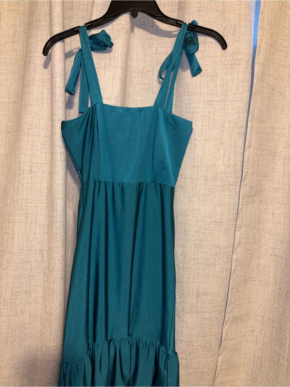 Tie-Shoulder Teal Maxi Dress